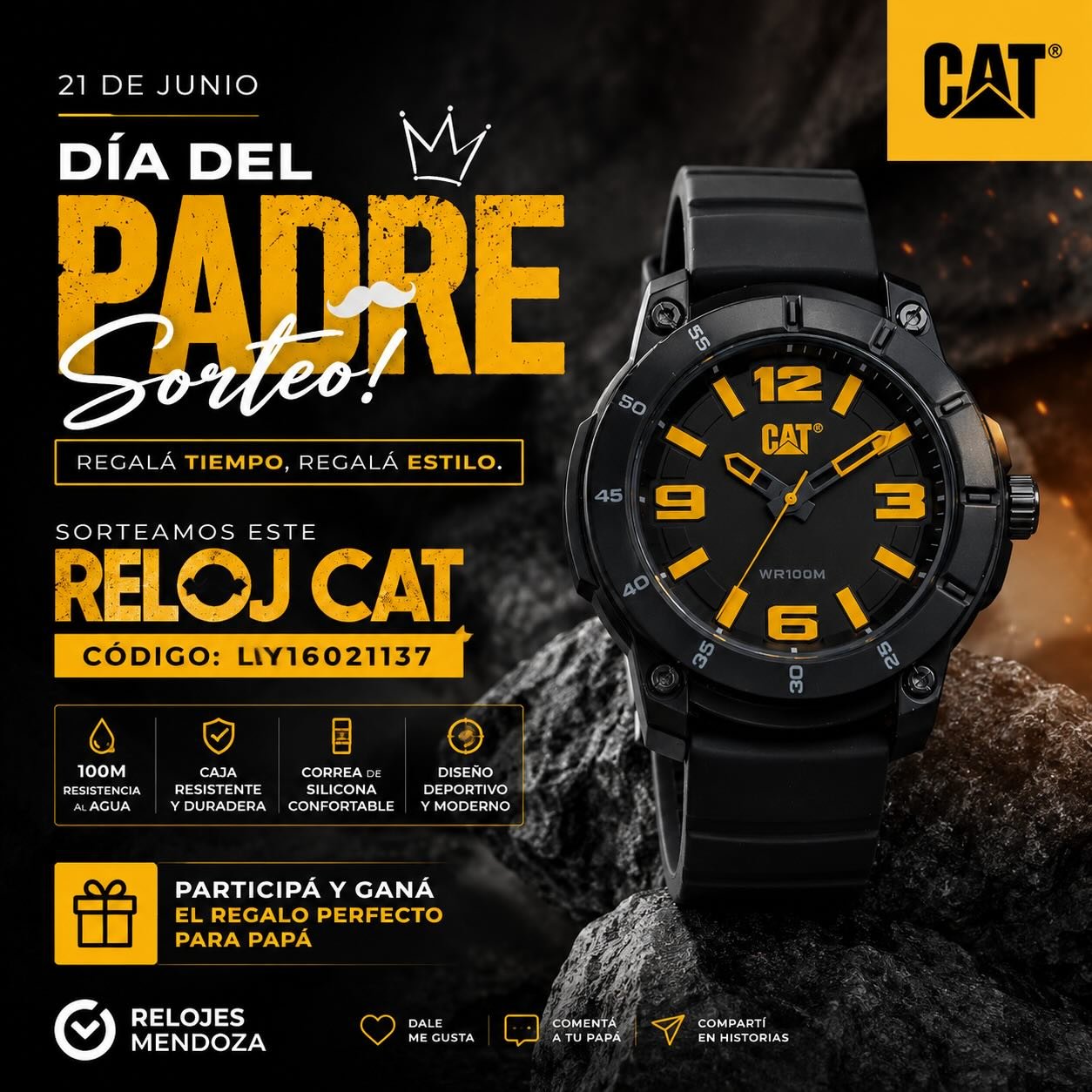 🎉 ¡SORTEO DÍA DEL PADRE! 🎉
En @relojes_mendoza Mendoza queremos celebrar a papá con un reloj increíble 🔥⌚
✨ Participá por este espectacular CAT modelo LY16021137 ✨
✔️ Resistencia al agua 100M
✔️ Diseño deportivo y moderno
✔️ Correa de silicona súper cómoda
✔️ Caja resistente y duradera
📅 Sorteamos el 19 de junio
¿Cómo participar? 👇
❤️ Dale like a esta publicación
💬 Comentá etiquetando a papá o a quien se lo regalarías (mientras mas comentes mas chances tenes de ganar😉)
📲 Compartí esta publicación en tus historias
🎁 ¡El regalo perfecto para el Día del Padre puede ser tuyo!
🍀 Mucha suerte a todos 🍀
#Sorteo #DiaDelPadre #CATWatches #Relojes #RelojesMendoza Giveaway Estil